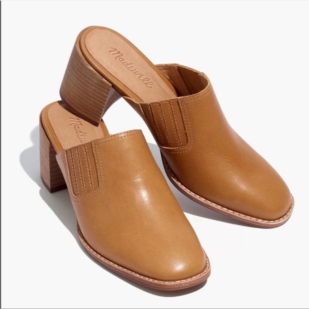 Madewell The Carey Women's Brown Leather Block Heel‎ Mules
